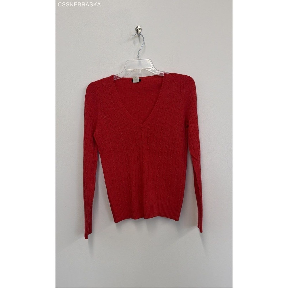 J.Crew Orange Womens‎ cashmere wool-blend cable-knit Henley sweate - Size S
